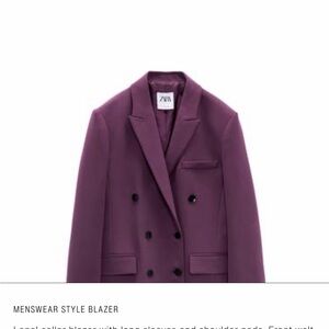 Zara Purple Double-Breasted Blazer